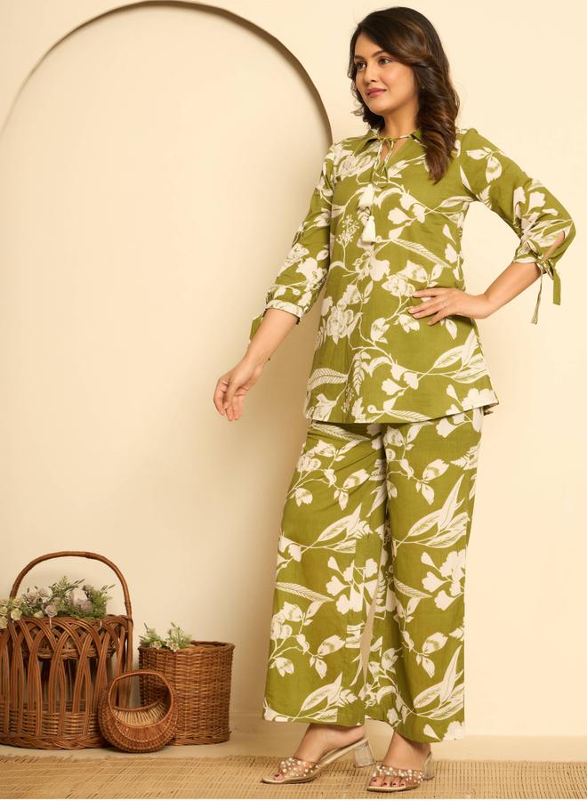 KASYA Green Printed Cotton Co-ord Set - Image 3